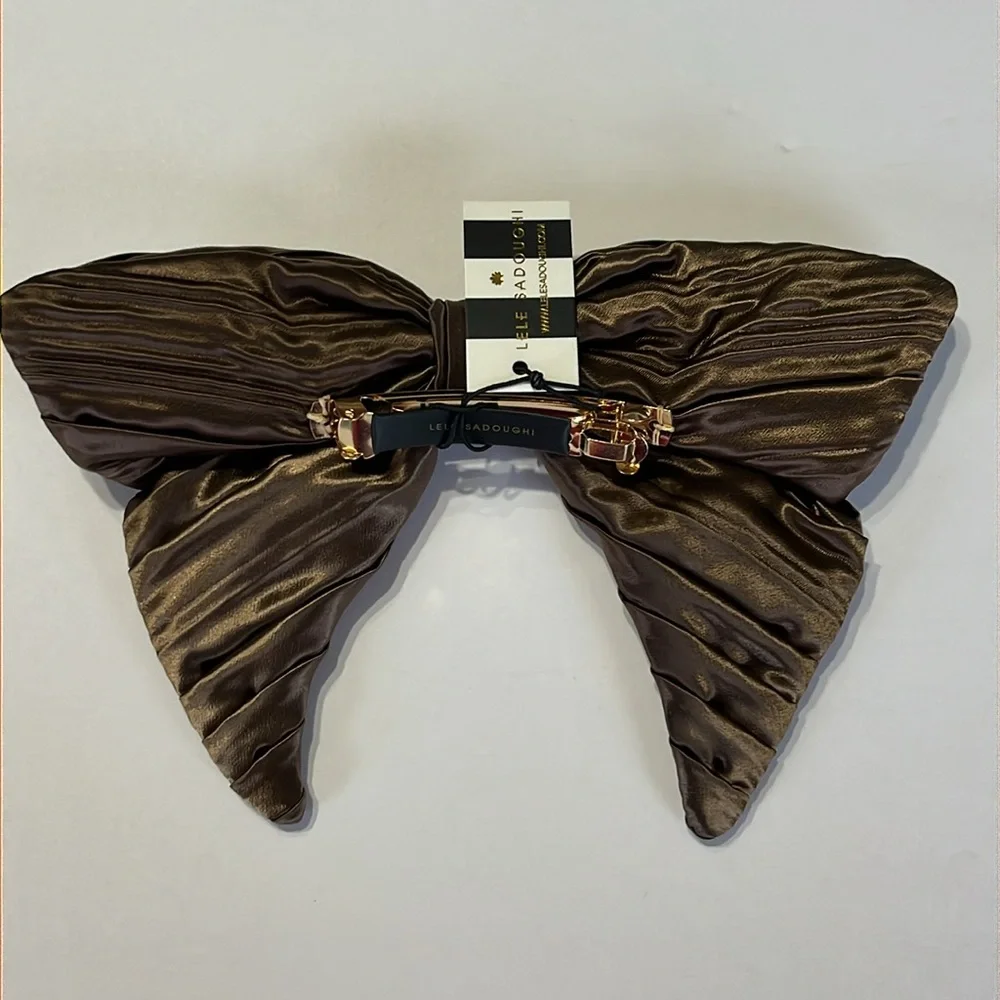 Lele Sadoughi BOW BARRETTE Rootbeer Crystal Honeybee NWT
